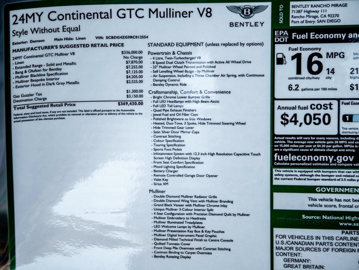 2024 Bentley Continental GTC Mulliner